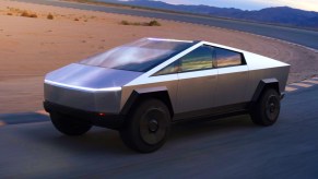 Tesla Cybertruck on a track