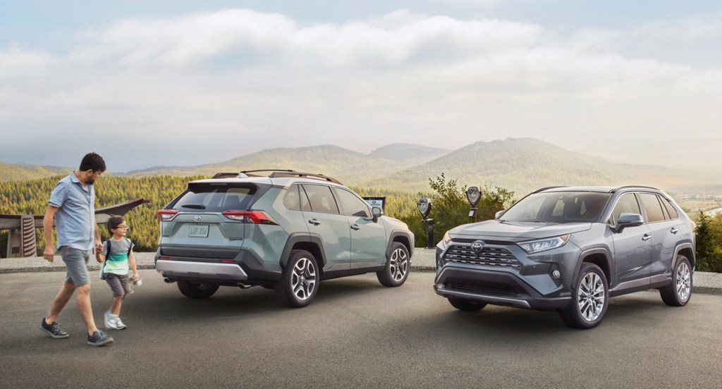 Two 2021 Toyota RAV4 SUVs are parked.