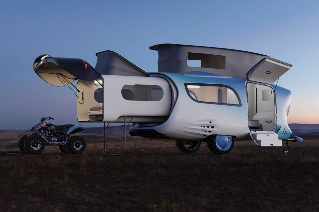 Whale-Inspired Camper Trailer Opened