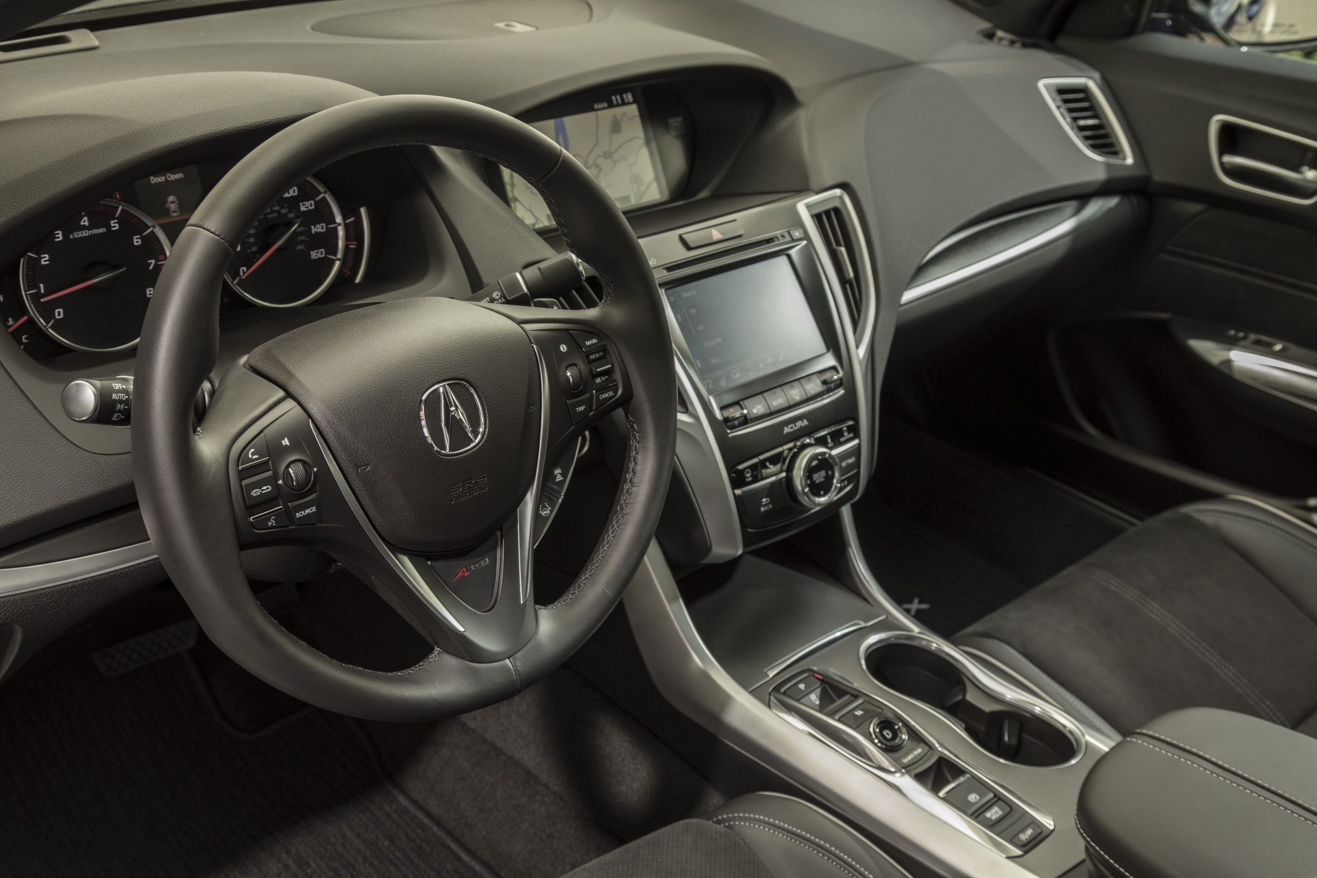 The black interior of the Acura TLX