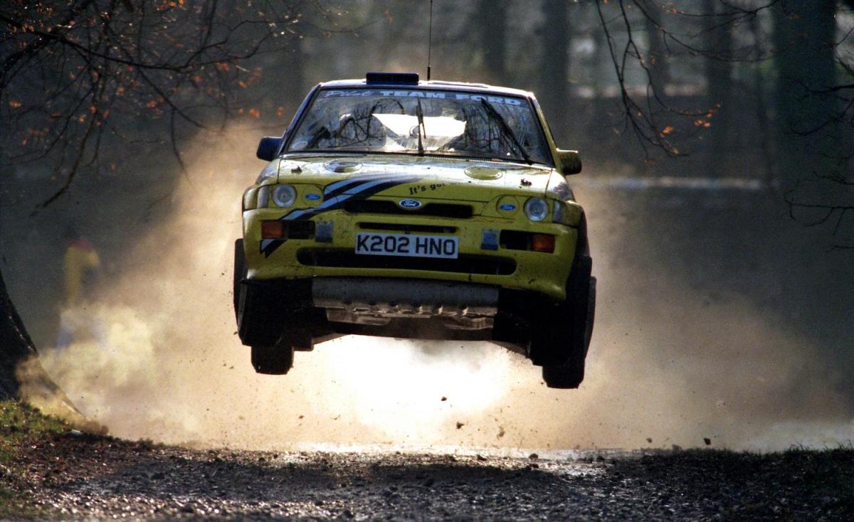 Ford Escort RS Cosworth in the air