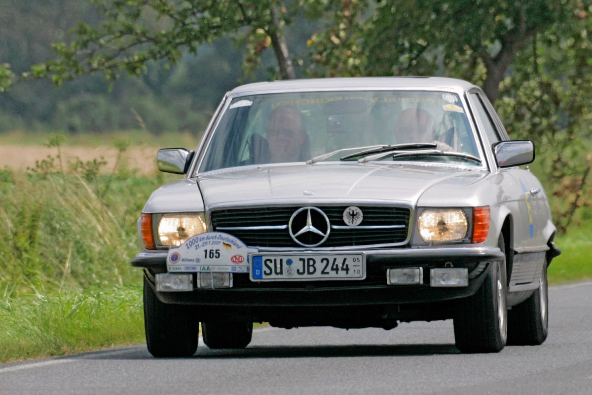 Mercedes-Benz 450SL driving in Germany
