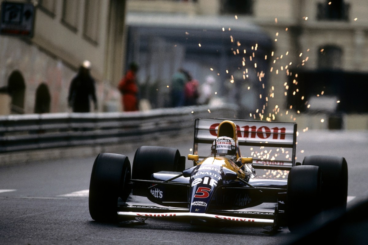 Nigel Mansell driving his Williams-Renault FW14B at Monaco