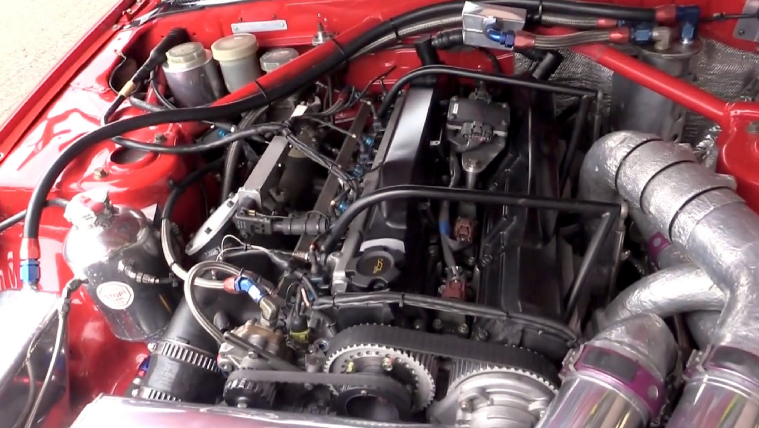 A heavily modified Nissan RB26 engine