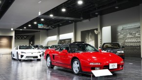 A acura NSX sits on the showroom floor in the Toyota Automobile Museum in Japan
