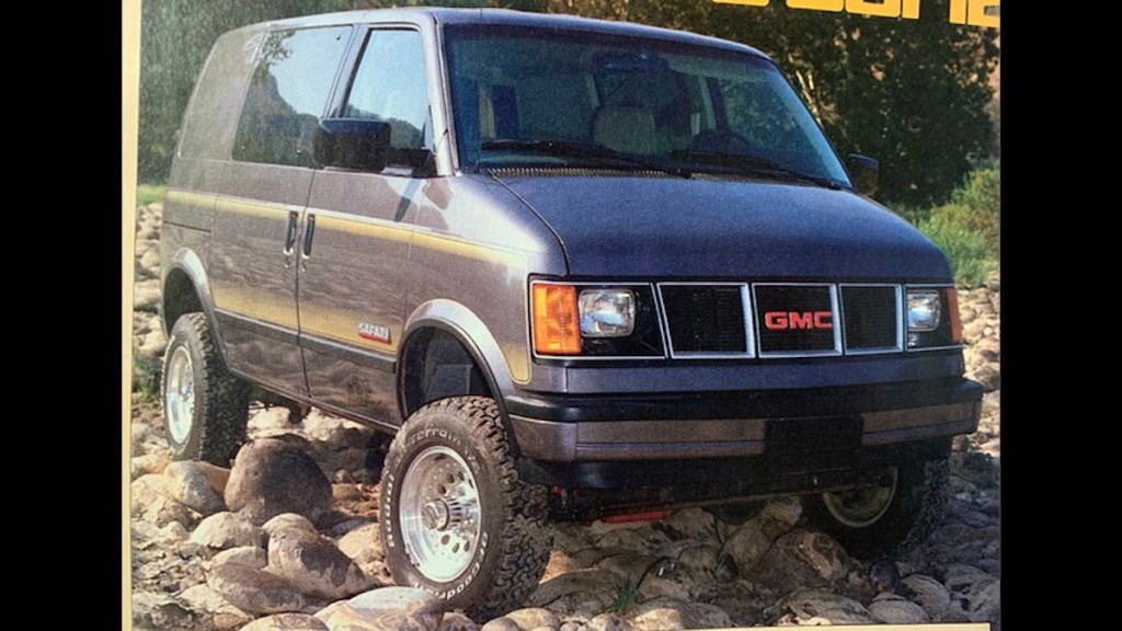 a photo of original promotional material show a vintage GMC Safari 4x4 conversion.  This photo was used to help a reader find out more about his Chevrolet 4x4 van.  