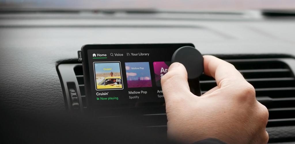 The Spotify Car Thing is toggled via its tuning knob. | Spotify