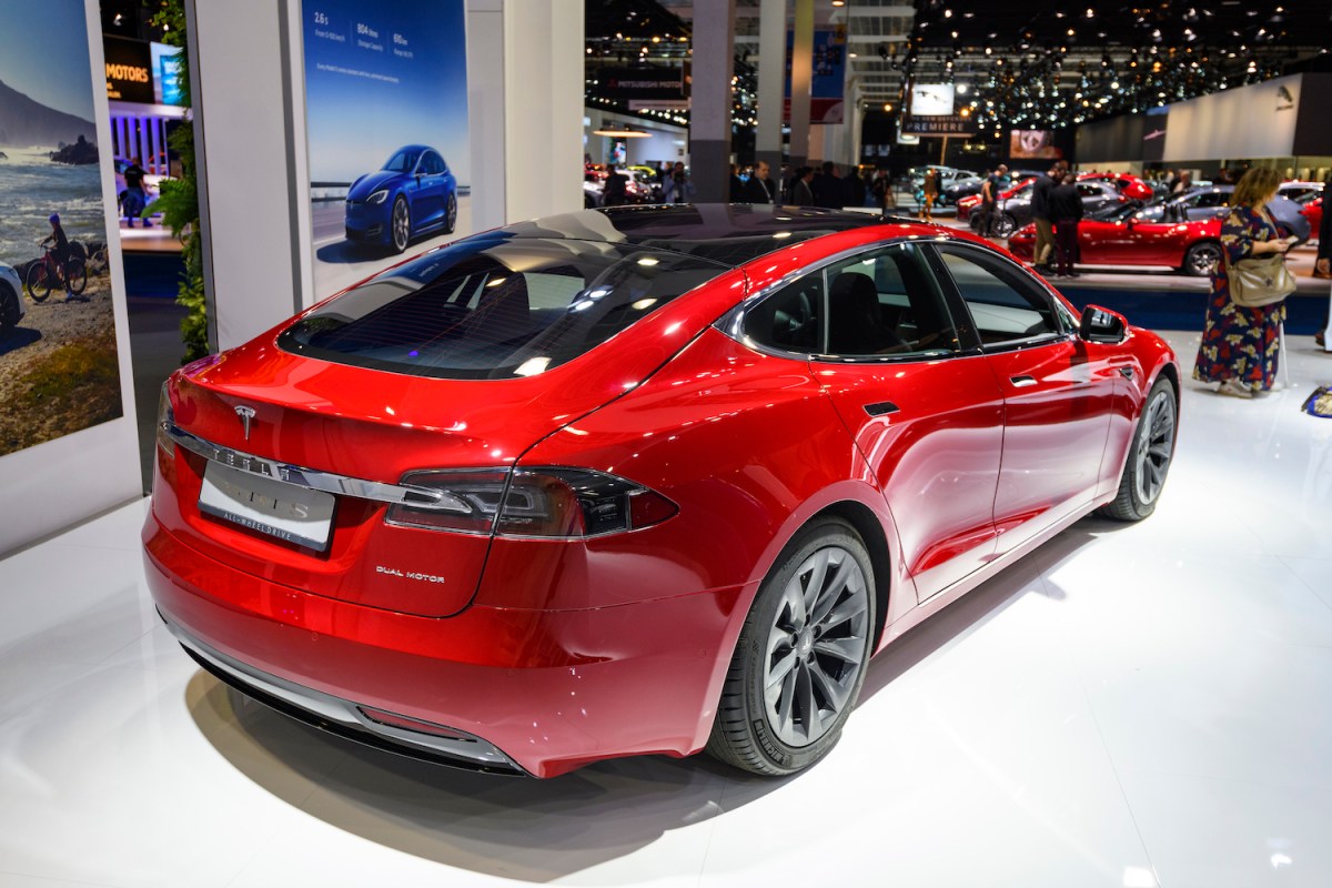 Tesla Model S on display in Brussels