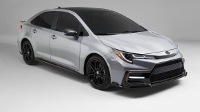 A 2022 Toyota Corolla Apex edition shot from the front 3/4 angle