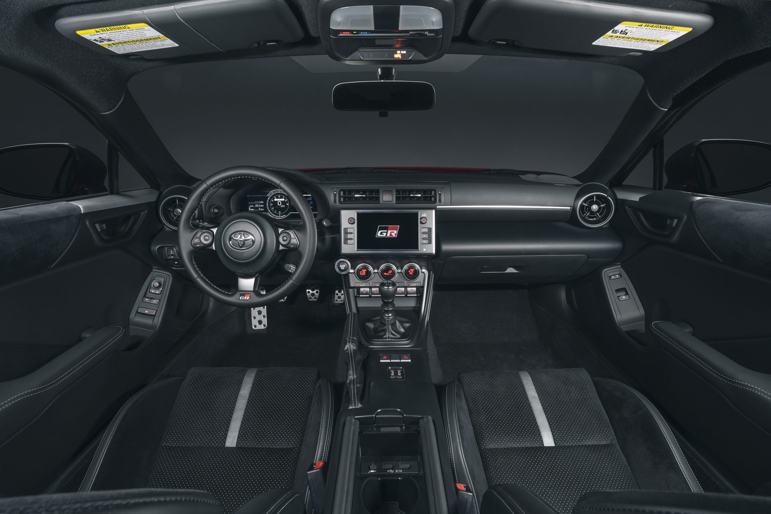 The interior of the new Toyota GR86 in black