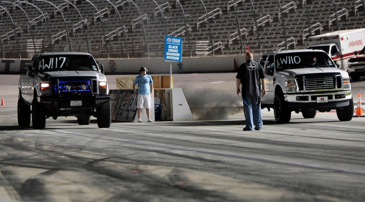 Trucks drag racing at Texas Motor Speedway