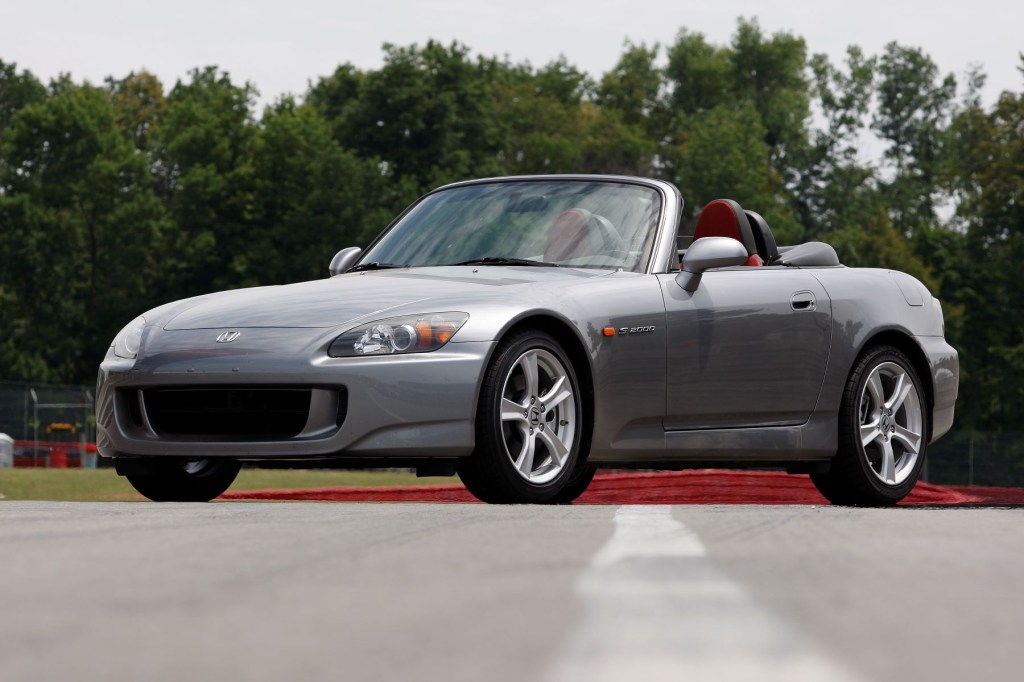 A 2009 Honda S2000 open top sports coupe roadster sports car model with a gray paint color option