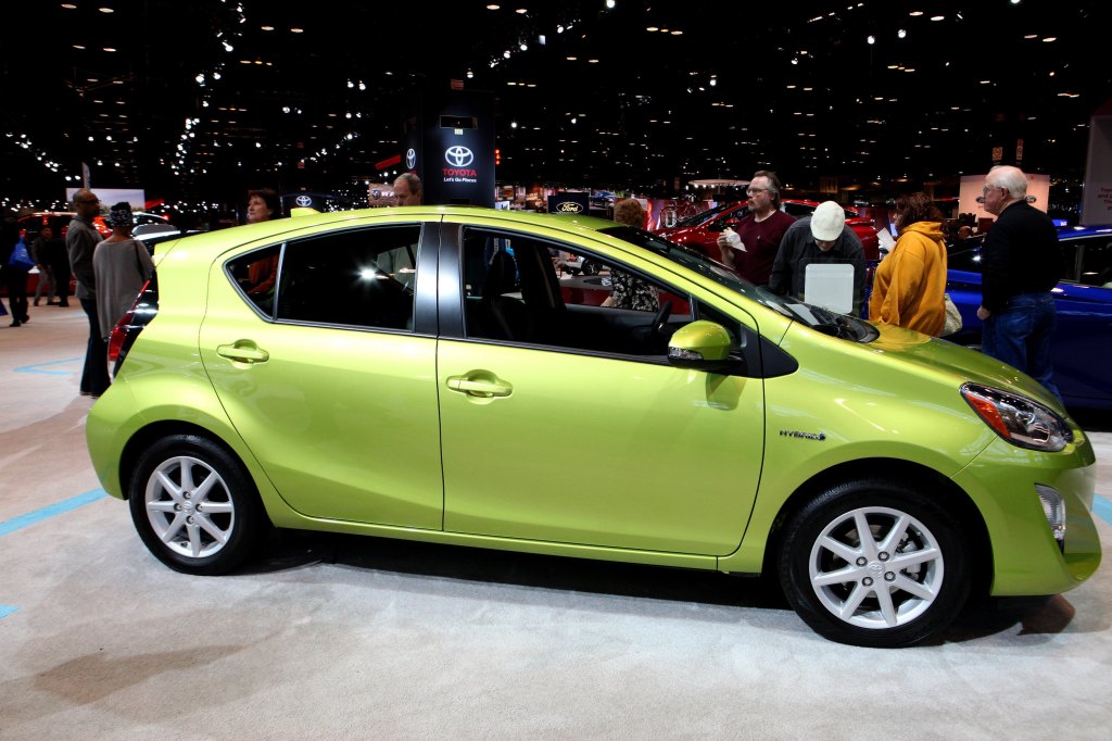 Toyota Prius C is on display at the 108th Annual Chicago Auto Show at McCormick Place in Chicago, Illinois on February 19, 2016.