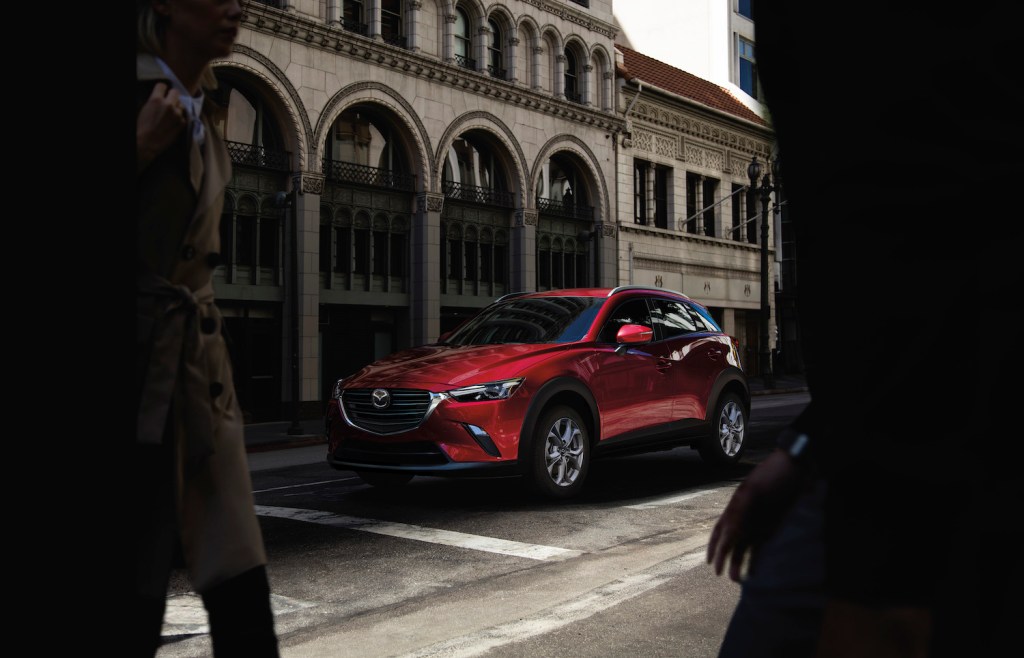This red 2021 Mazda CX3 is a discontinued crossover car | Mazda