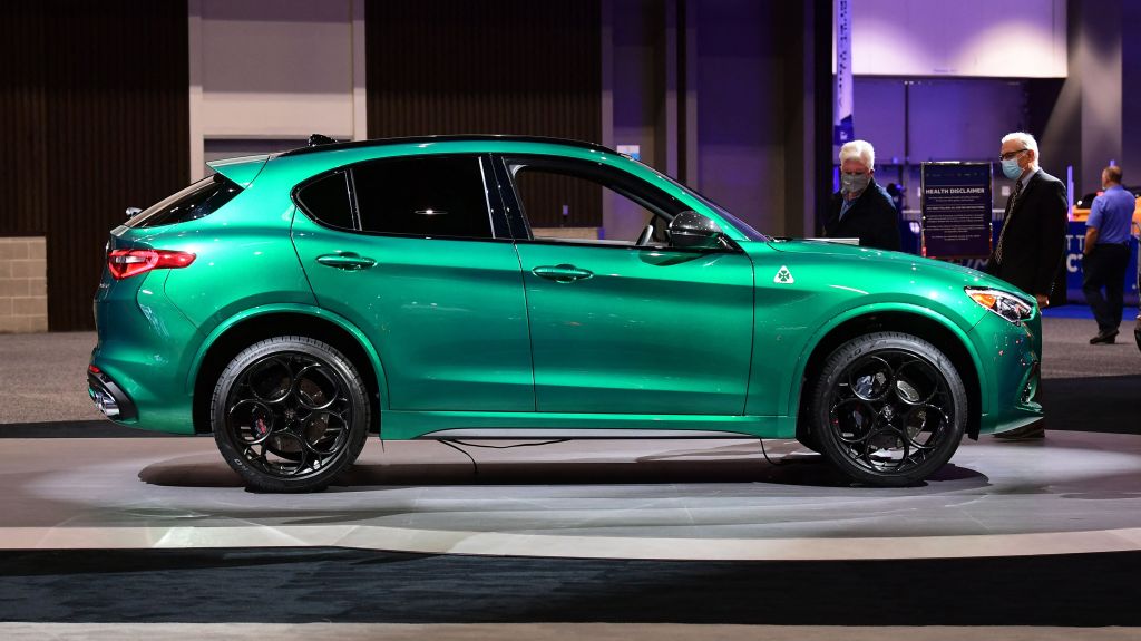 A green 2022 Alfa Romeo Stelvio is one of the most discounted new SUVs right now according to Consumer Reports