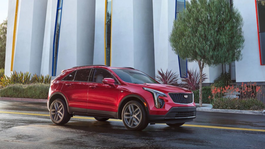 A red 2022 Cadillac XT4, which lost crucial features thanks to the global chip shortage.