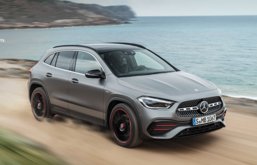 2022 Mercedes-Benz GLA 200, the cheapest Mercedes SUV, driving on a coastal road
