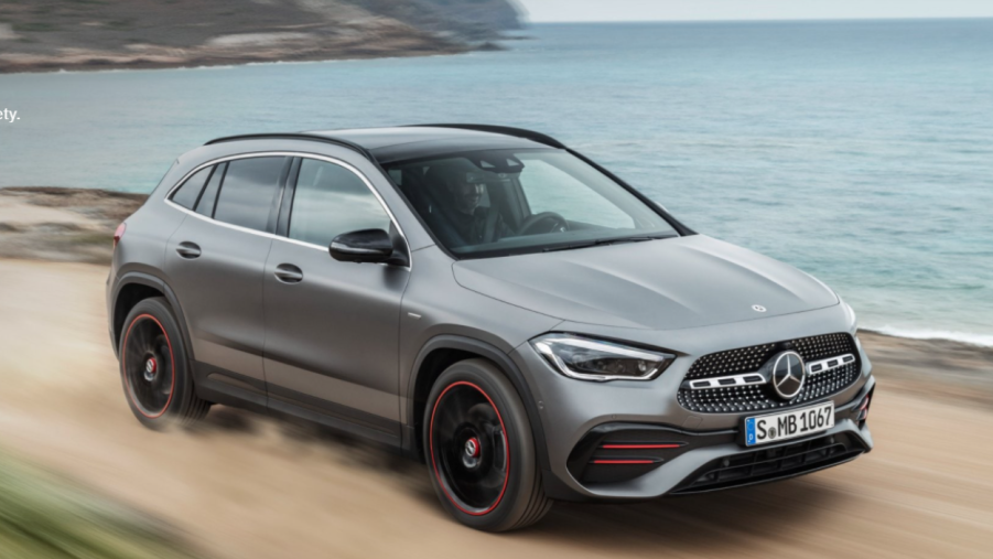 2022 Mercedes-Benz GLA 200, the cheapest Mercedes SUV, driving on a coastal road