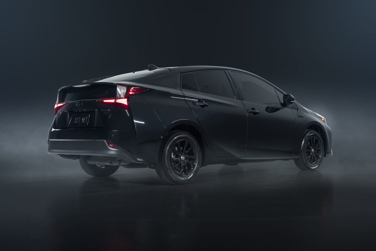 A black 2022 Toyota Prius Nightshade hybrid car