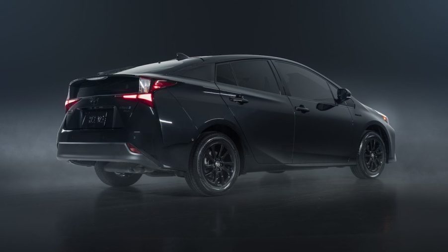 A black 2022 Toyota Prius Nightshade hybrid car