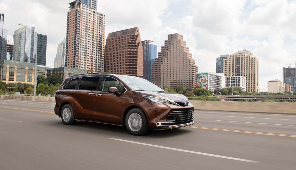 2022 Toyota Sienna XSE driving down a road