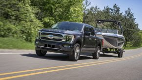new Ford F-150 towing a boat. The 2021 Ford F-150 is the best full-size pickup truck for towing your trailer