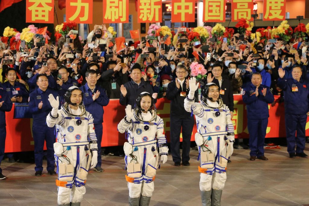 Chinese astronauts, highlighting nuclear device that could enable China to beat the US at the space race to Mars
