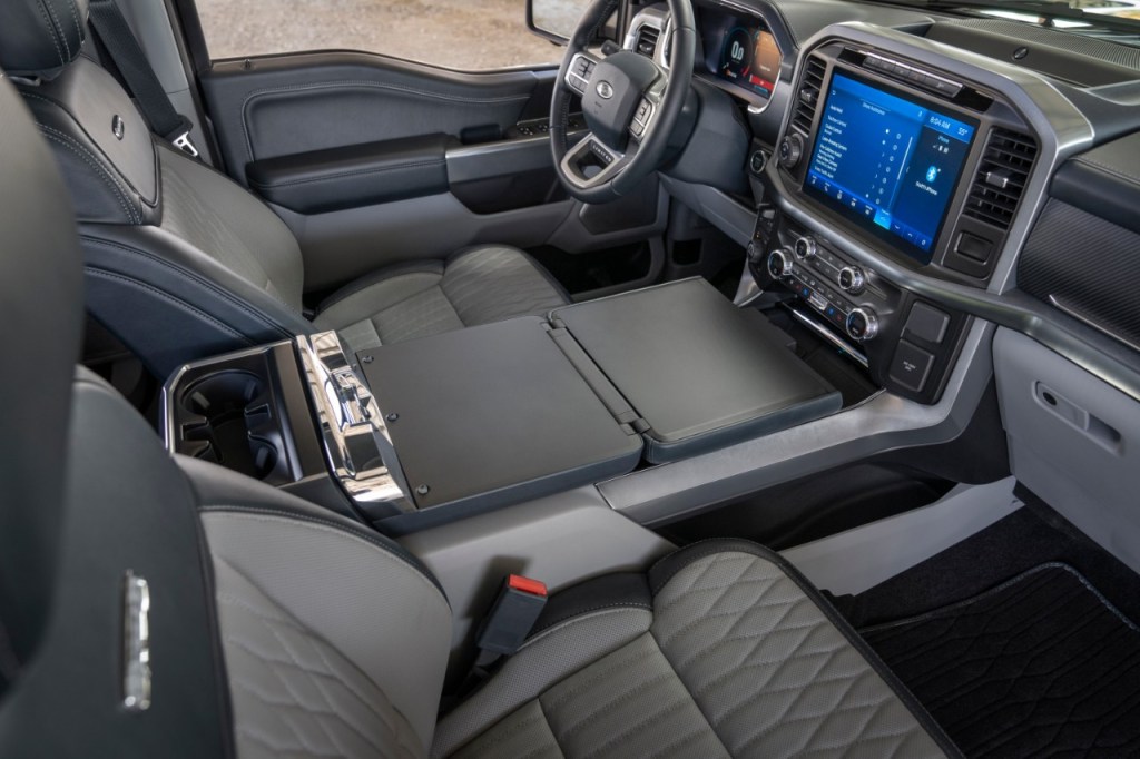 Dashboard and front seats in 2022 Ford F-150 Limited
