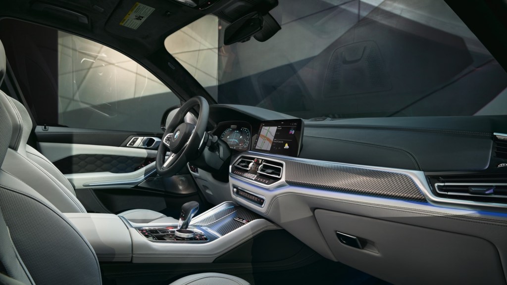 Dashboard and front seats in a fully loaded 2022 BMW X5 M