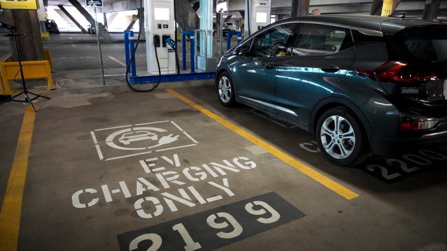 An EV charging station on April 22, 2021, in Washington, D.C.