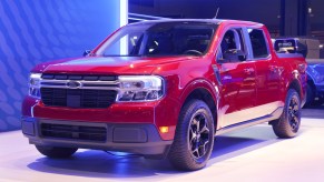 The Ford Maverick is on display.