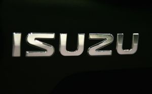 The logo and letter badging for the Japanese automaker Isuzu