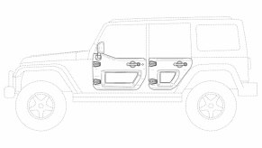 newly published patent showing a new Jeep Wrangler feature, donut doors