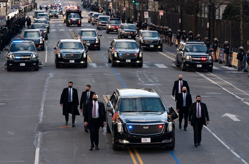 A fleet of government vehicles brings Joe Biden to the presidential inauguration, he signed an executive order to transfer the U.S. government into zero emissions vehicles by 2035.
