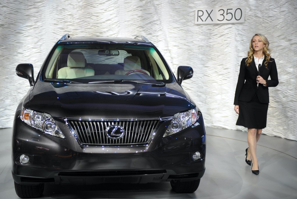 The new Lexus RX 350 is displayed during the Los Angeles Auto Show on November 19, 2008, in Los Angeles, California.