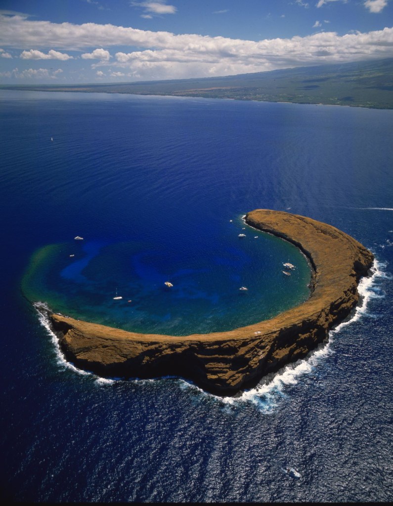 Molokini crater atoll near Maui, Hawaii, we jumped off Zodiac boat for snorkling