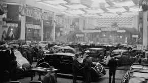 black and white photo of the Paris Auto Salon