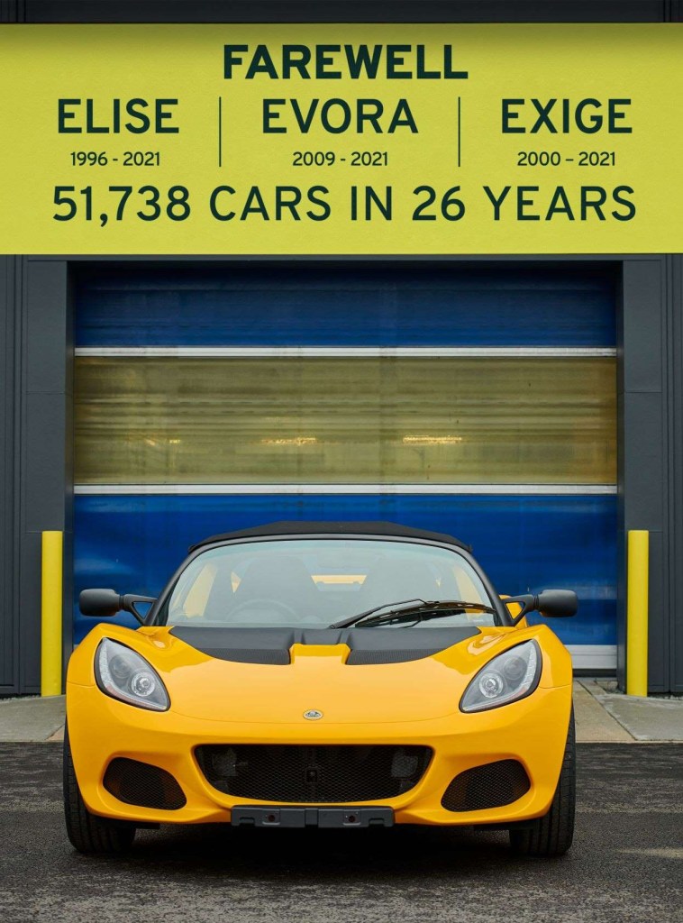 Production ends for the Lotus Elise supercar, which Lotus killed 