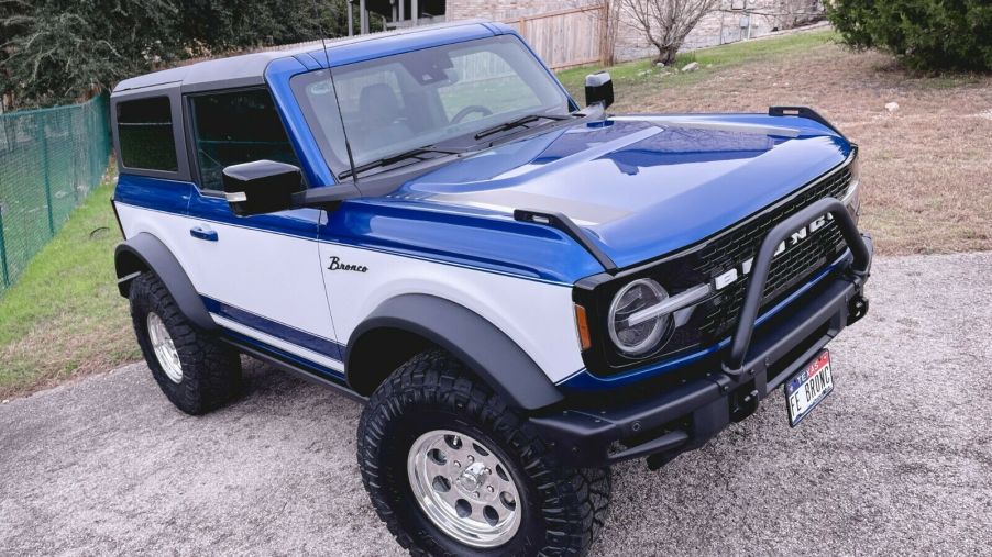 A Blue and white retro Ford Bronco first edition is for sale on ebay