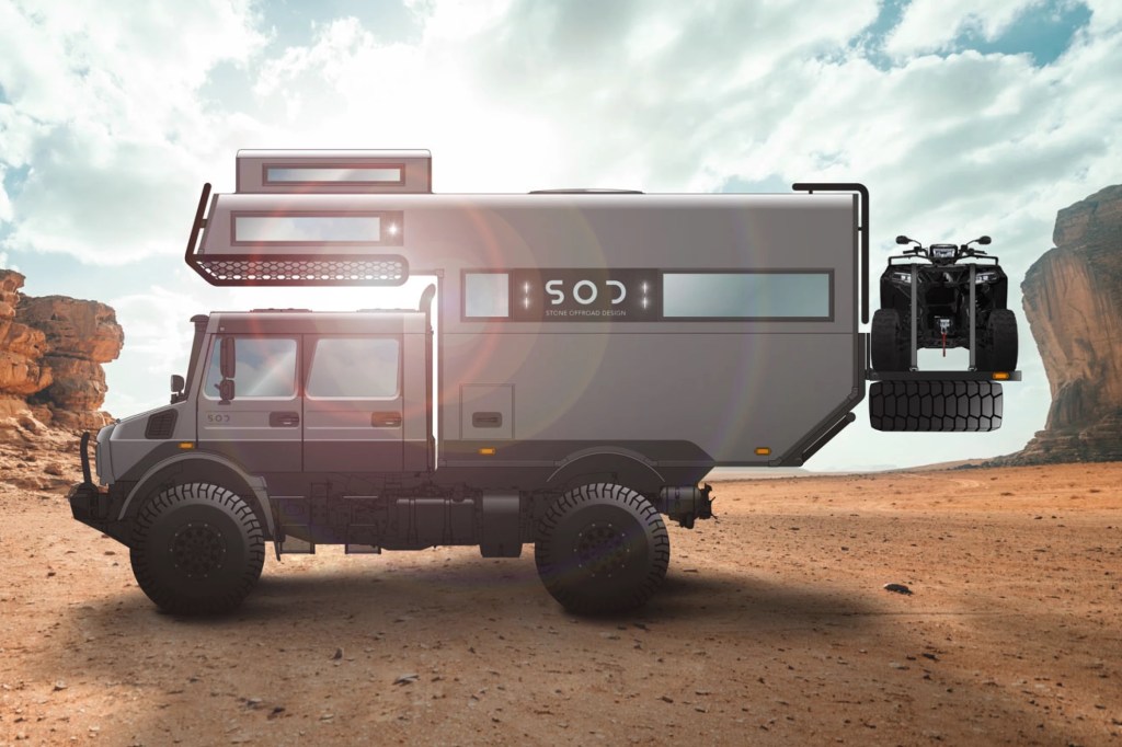 Rendering of the upcoming Rise 4x4 Unimog camper that has the means to out EarthRoamer, EarthRoamer. 