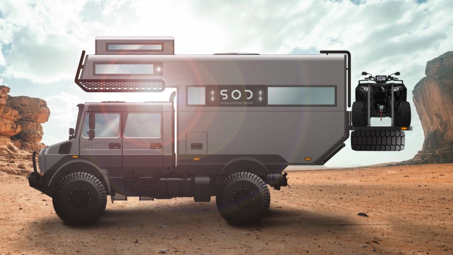 Rendering of the upcoming Rise 4x4 Unimog camper that has the means to out EarthRoamer, EarthRoamer.
