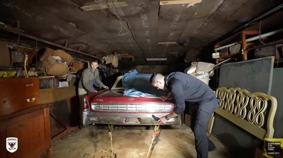 pulling a 1963 Lincoln Continental barn find out of an old chicken coop