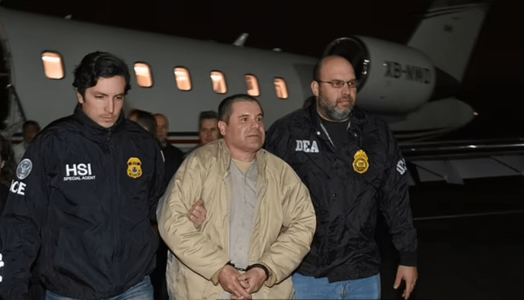 Leader of the Sinaloa Cartel, El Chapo being arrested