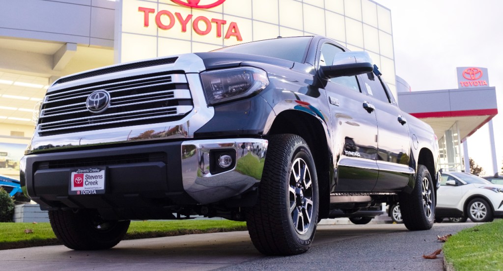 A gray 2022 Toyota Tundra is parked. 