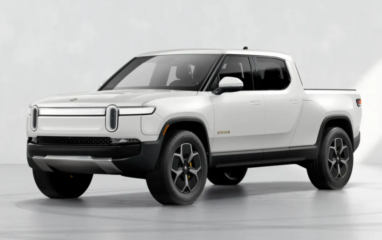 White 2022 Rivian R1T, the top choice for a discussion of "What car would Jesus drive (WWJD)?"