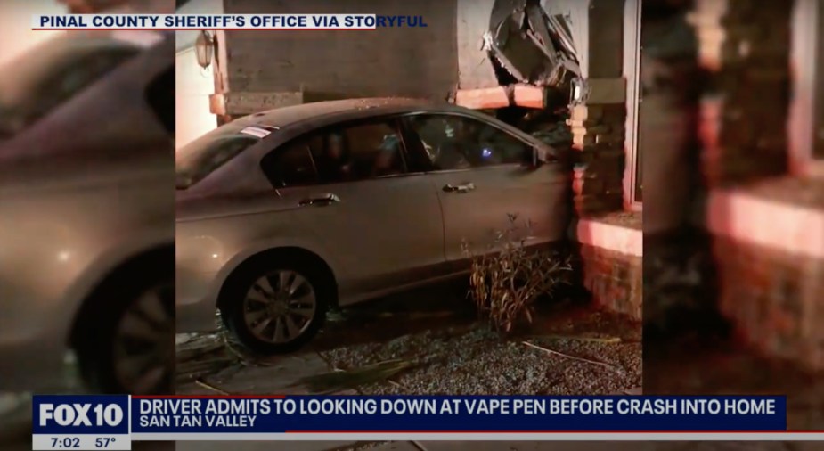 This Honda Accord crashed into a home while the driver was vaping