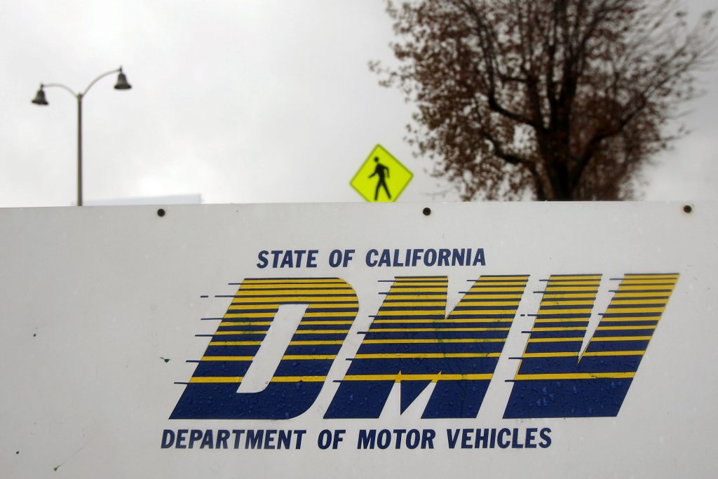 close up of a California DMV sign