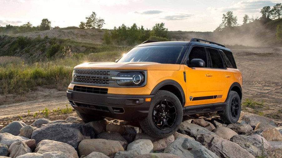 The 2021 Ford Bronco Sport on rocks