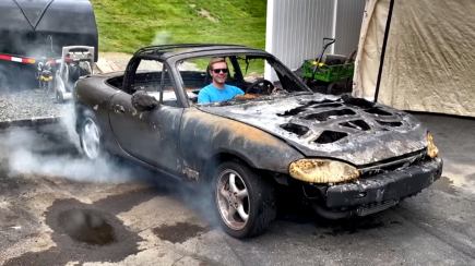 Mazdaspeed Miata Still Runs and Does Burnouts After Melting In a House Fire