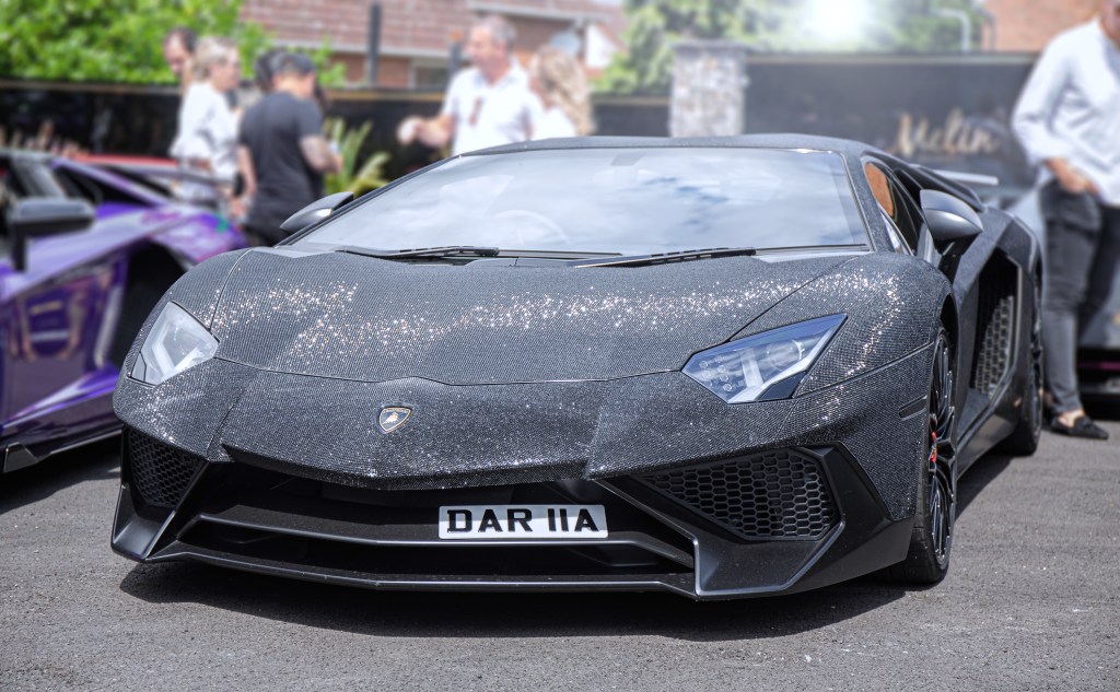 Radionova's Aventador is covered in 2 million Swarovski crystals. This picture was taken before the accident.